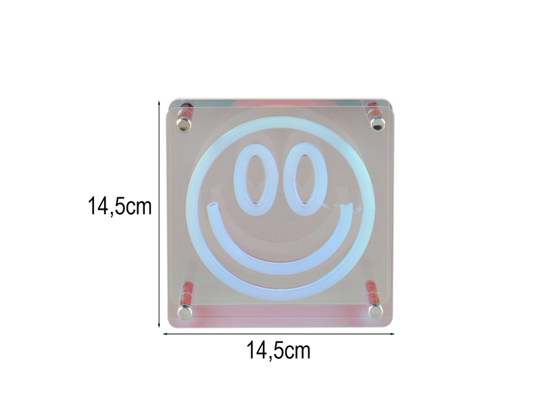 USB Deko Tischlampe ANELLI LED Smiley irisierend, 14,5 x 14,5cm