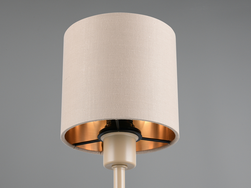 Tischlampe TOMMY Beige mit E14 Stoffschirm Beige Gold, Höhe 25,5cm