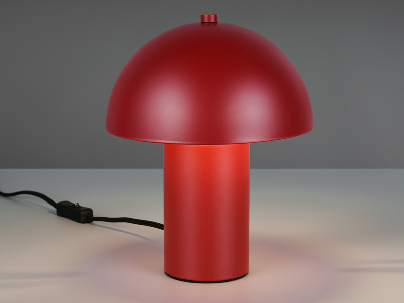 Tischleuchte ENYA Pilzform aus Metall in Rot, Höhe 25,5cm