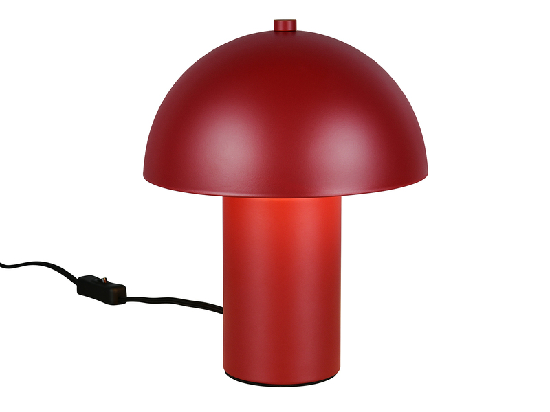 Tischleuchte ENYA Pilzform aus Metall in Rot, Höhe 25,5cm