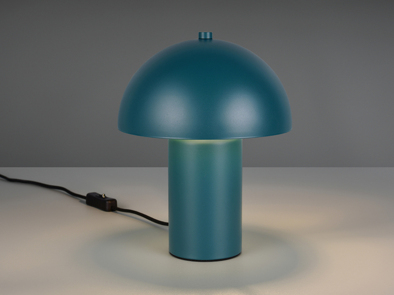 Tischleuchte ENYA Pilzform aus Metall in Petrol, Höhe 25,5cm
