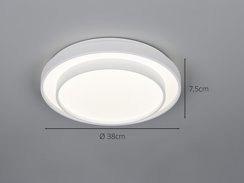 LED Deckenleuchte TENSO Weiß mit Fernbedienung & Tageslicht, Ø 38cm