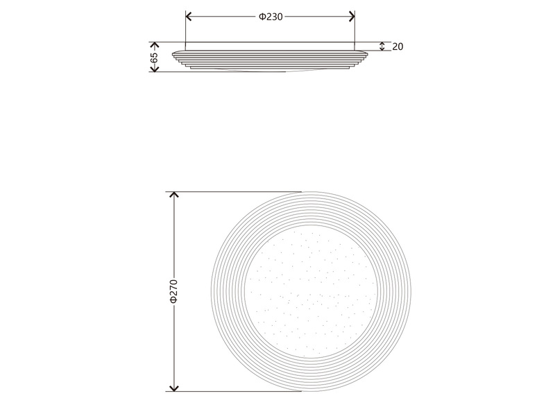 LED Deckenleuchte DARO klein & flach mit Sternenhimmel, Ø 27cm
