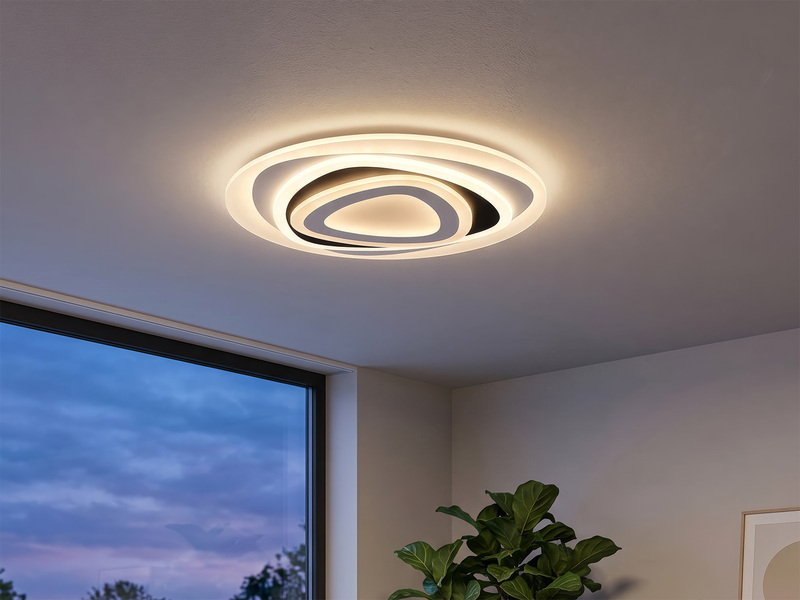 LED Deckenleuchte ZILO Weiß mit Fernbedienung dimmbar & Tageslicht, Ø 50cm