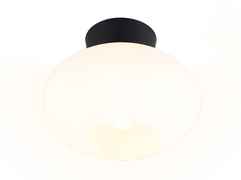 Kleine Deckenleuchte SIDERA Schwarz mit Opalglas Kugel Ø 26cm