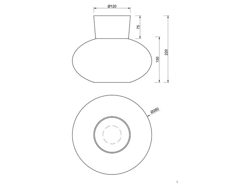 Kleine Deckenleuchte SIDERA Schwarz mit Opalglas Kugel Ø 26cm