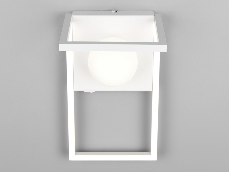 LED Wandleuchte AROLA Weiß mit Schalter & Glaskugel, Höhe 30cm