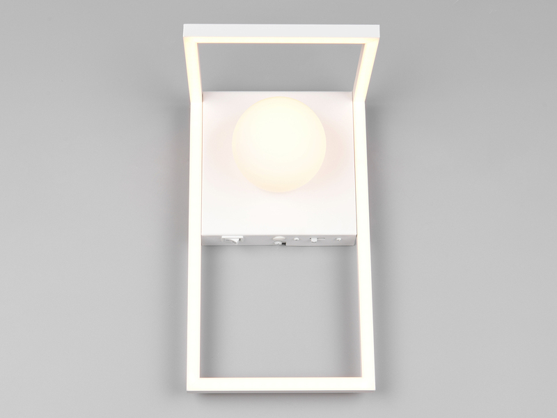 LED Wandleuchte AROLA Weiß mit Schalter & Glaskugel, Höhe 30cm