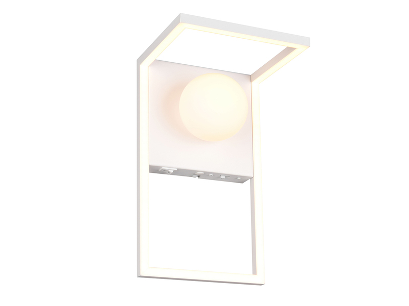 LED Wandleuchte AROLA Weiß mit Schalter & Glaskugel, Höhe 30cm