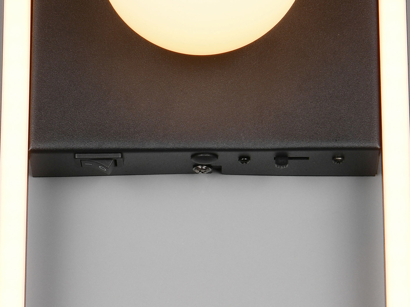 LED Wandleuchte AROLA Schwarz mit Schalter & Glaskugel, Höhe 30cm