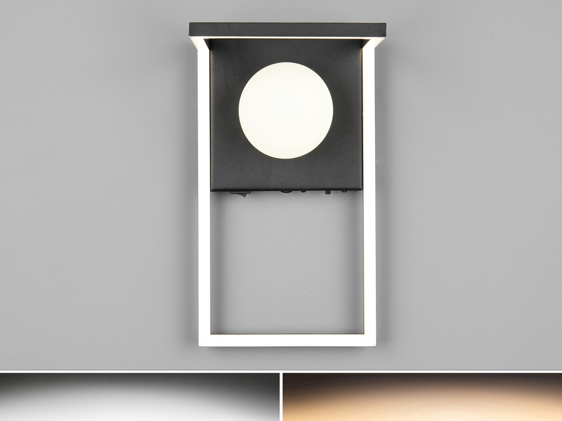 LED Wandleuchte AROLA Schwarz mit Schalter & Glaskugel, Höhe 30cm