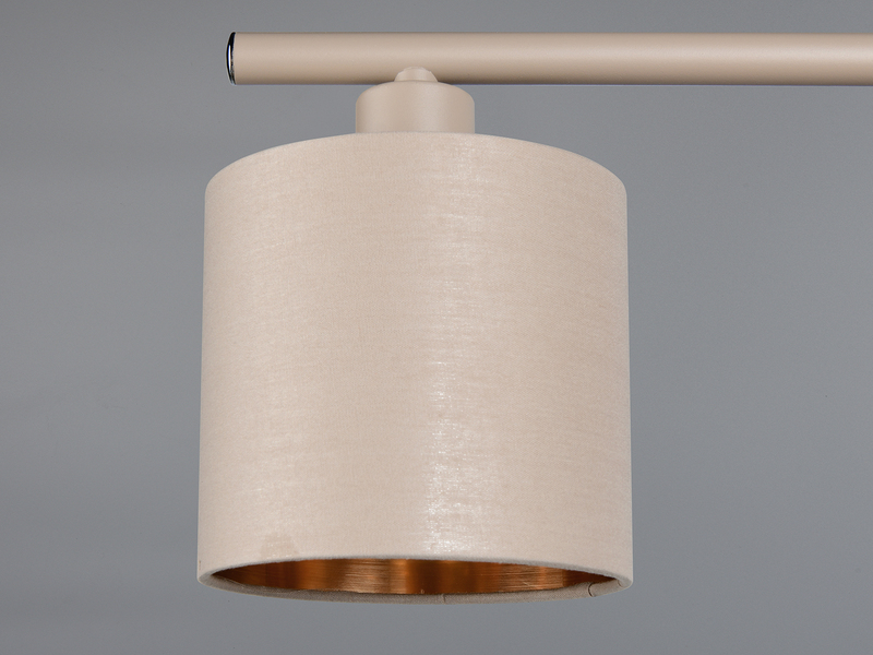 Pendelleuchte 4-flammig Stoffschirme Beige Gold inkl. E14 LED, Breite 75cm