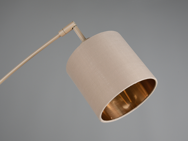 Stehlampe 5-flammig gebogen Stoffschirme Beige Gold mit E14 LED , Höhe 200cm
