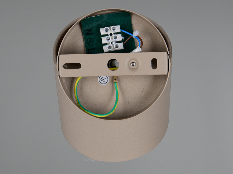 Wandstrahler mit Stoffschirm Beige Gold inkl. E14 LED, Breite 12cm