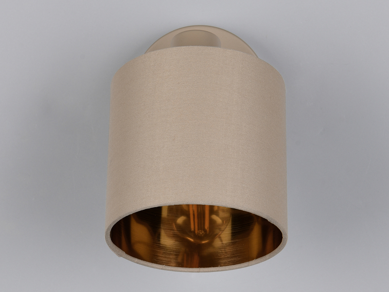 Wandstrahler mit Stoffschirm Beige Gold inkl. E14 LED, Breite 12cm