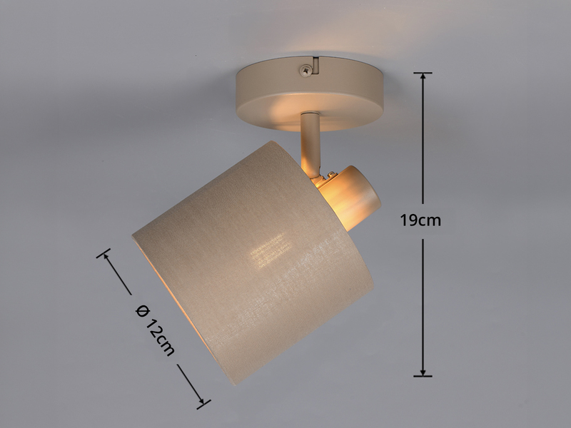 Wandstrahler mit Stoffschirm Beige Gold inkl. E14 LED, Breite 12cm