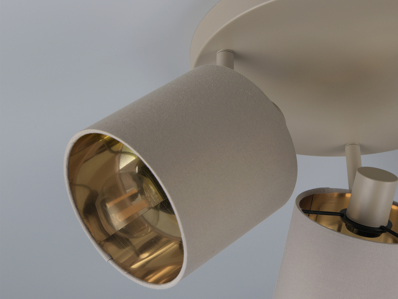 Deckenstrahler 3-flammig Stoffschirme Beige Gold inkl. E14 LED Ø 25cm