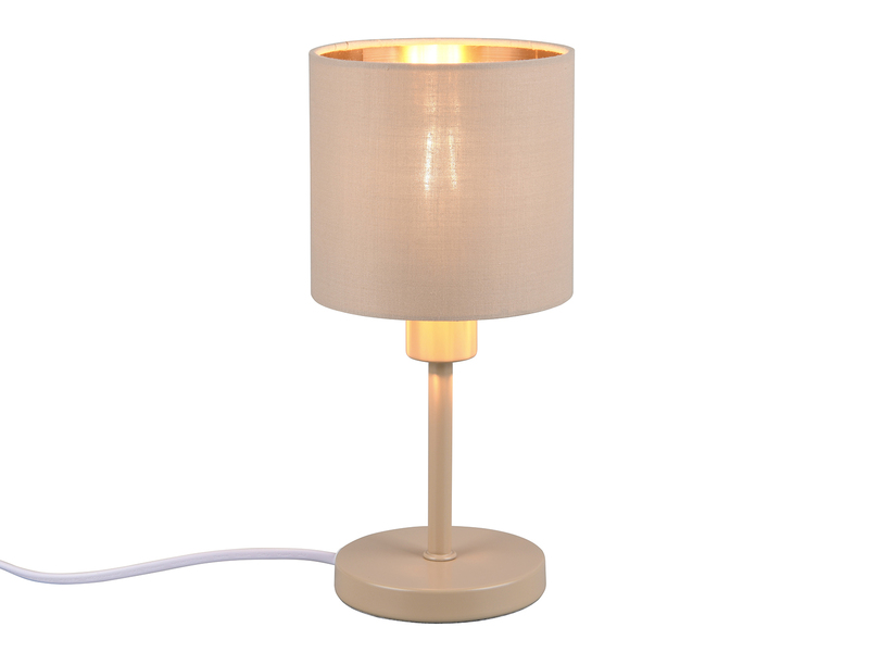 Tischlampe Beige mit Stoffschirm Beige Gold inkl. E14 LED, Höhe 25,5cm