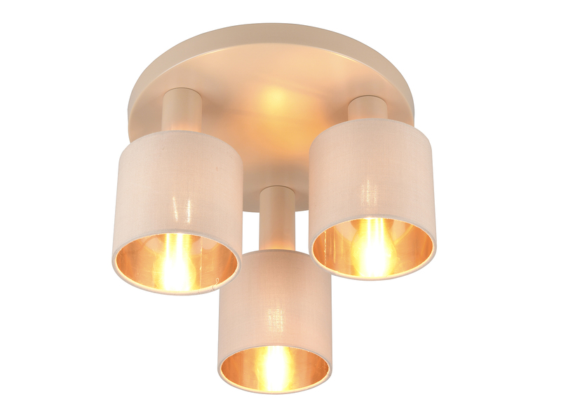Deckenleuchte 3-flammig Stoffschirmen Beige Gold inkl. E14 LED Ø 34cm