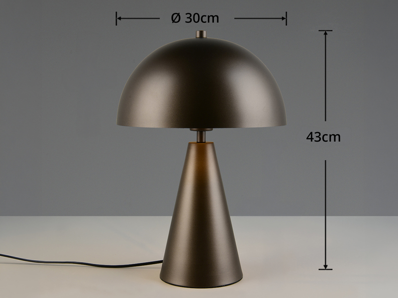 Große Tischleuchte in Pilzform aus Metall Platinum inkl. E27 LED, Höhe 43cm