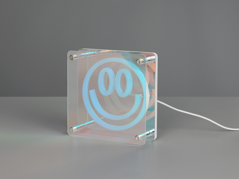Deko Tischlampe LED Smiley irisierend USB betrieben, 14,5 x 14,5cm