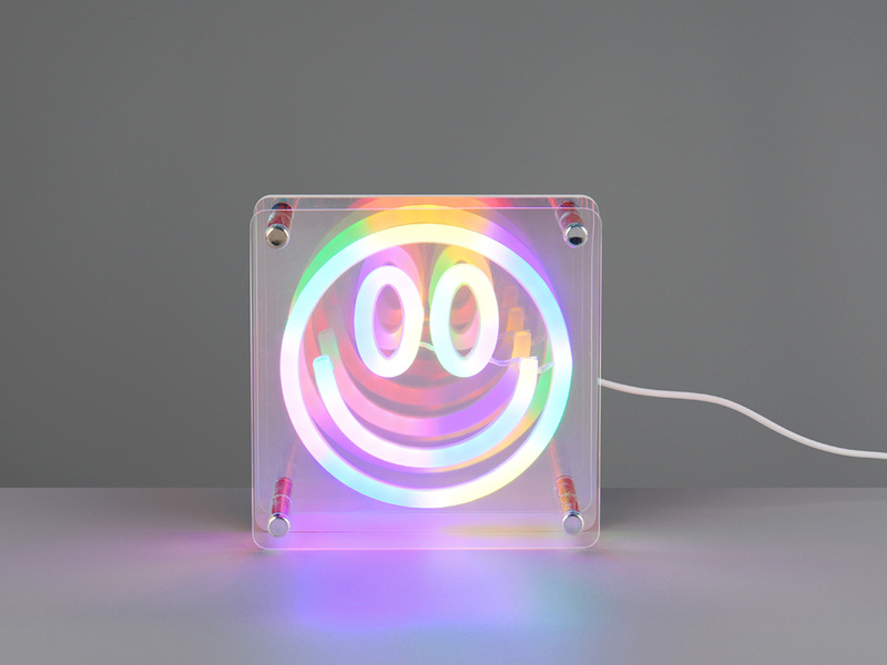 Deko Tischlampe LED Smiley irisierend USB betrieben, 14,5 x 14,5cm