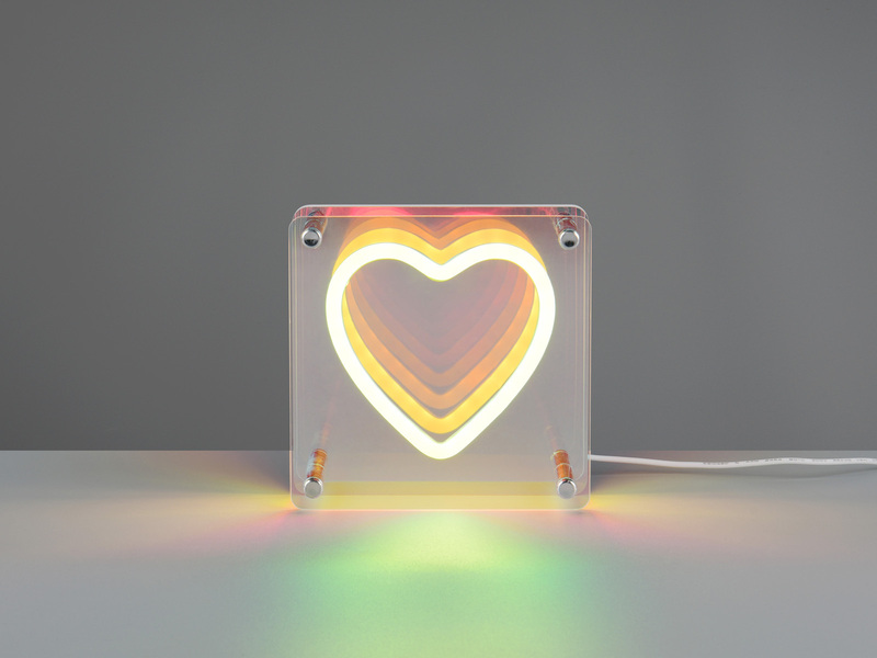 Deko Tischlampe LED Herz irisierend USB betrieben, 14,5 x 14,5cm