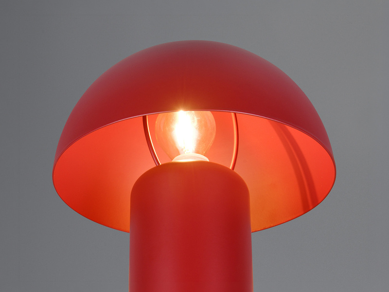 Tischleuchte in Pilzform aus Metall in Rot inkl. E14 LED, Höhe 25,5cm
