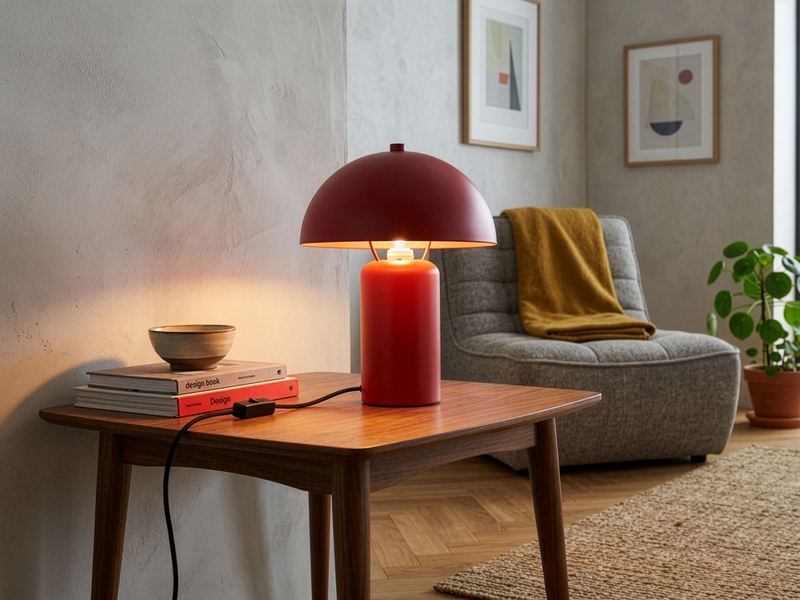 Tischleuchte in Pilzform aus Metall in Rot inkl. E14 LED, Höhe 25,5cm