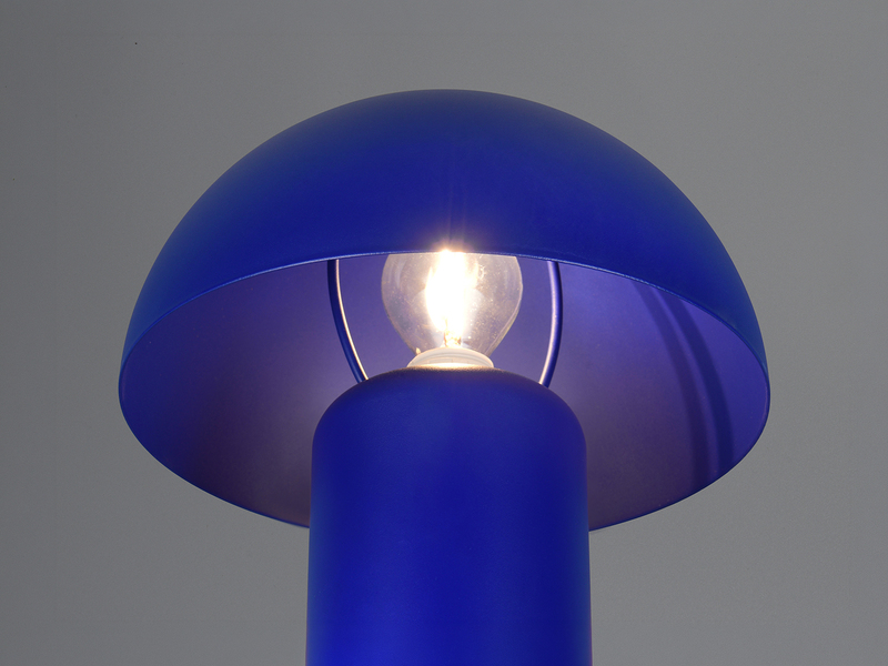 Tischleuchte Pilzform aus Metall in Blau inkl. E14 LED, Höhe 25,5cm