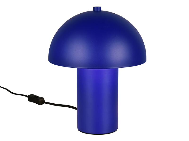 Tischleuchte Pilzform aus Metall in Blau inkl. E14 LED, Höhe 25,5cm