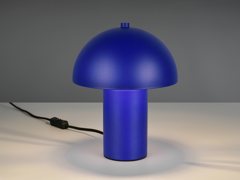 Tischleuchte Pilzform aus Metall in Blau inkl. E14 LED, Höhe 25,5cm