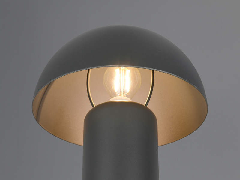 Tischleuchte Pilzform aus Metall Anthrazit inkl. E14 LED, Höhe 25,5cm