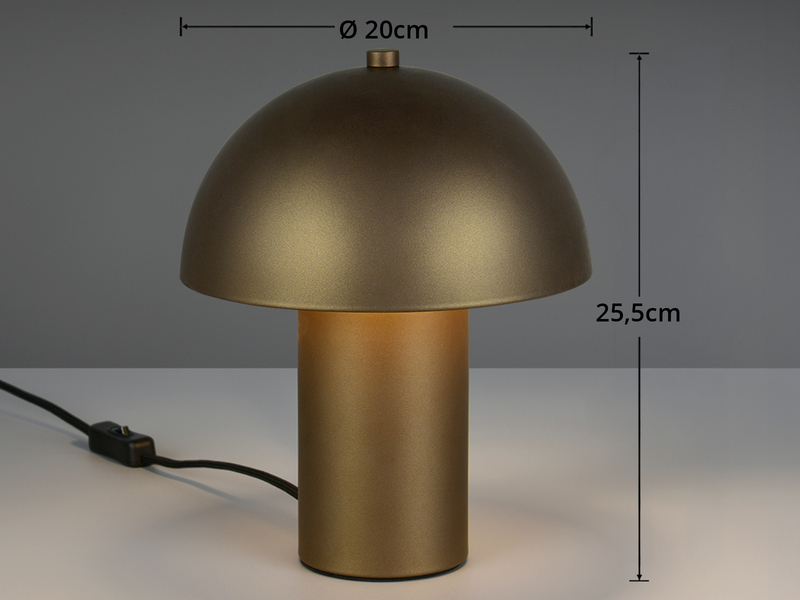 Tischleuchte Pilzform aus Metall Platinum inkl. E14 LED, Höhe 25,5cm