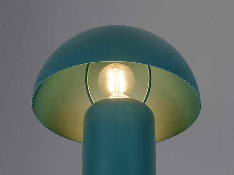 Tischleuchte Pilzform aus Metall in Petrol inkl. E14 LED, Höhe 25,5cm
