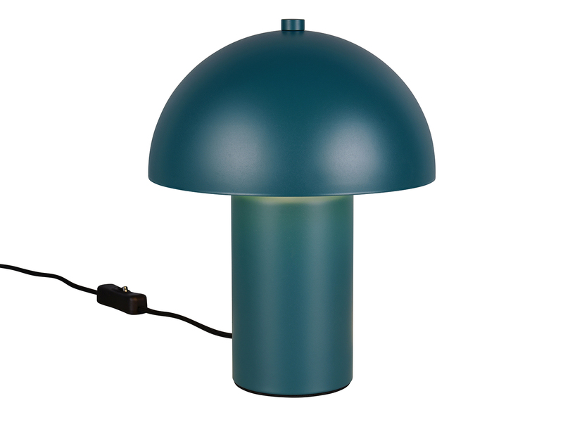 Tischleuchte Pilzform aus Metall in Petrol inkl. E14 LED, Höhe 25,5cm