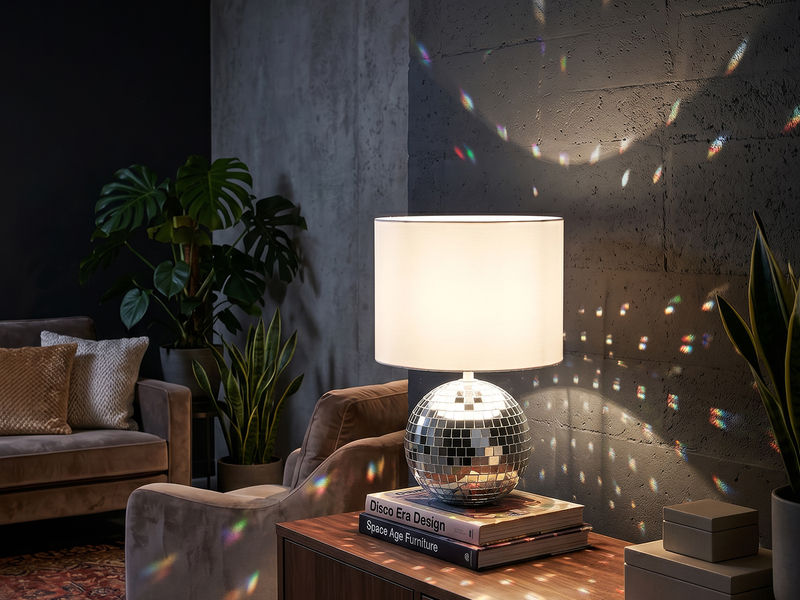 Coole Tischleuchte Chrom mit weißem Stoffschirm inkl. E14 LED, Höhe 31cm