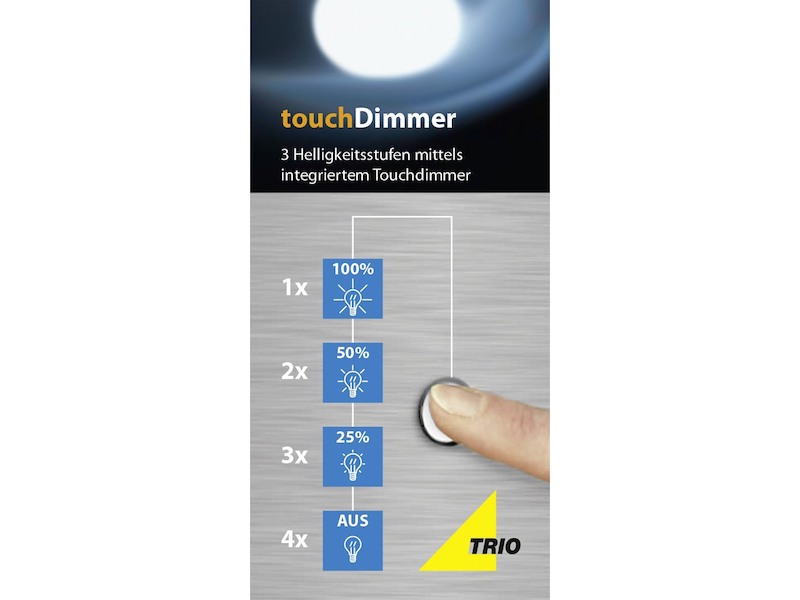 Tischleuchte FYNN Messing matt mit Glasschirm weiß - dimmbar über Touch Sensor