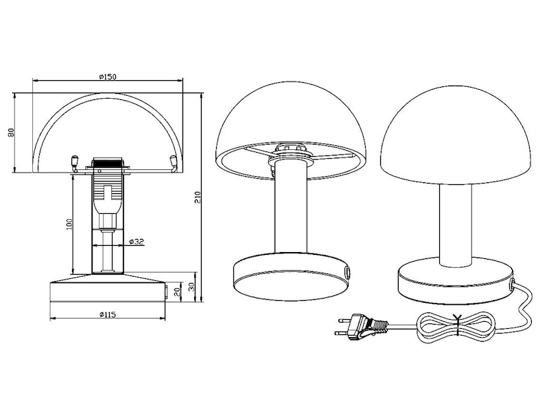 Tischleuchte FYNN Messing matt mit Glasschirm weiß - dimmbar über Touch Sensor