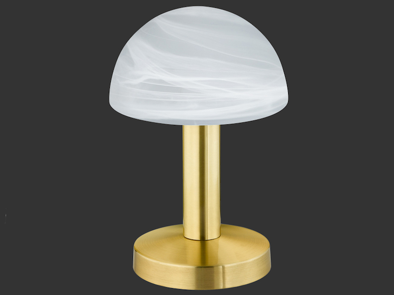 Tischleuchte FYNN Messing matt mit Glasschirm weiß - dimmbar über Touch Sensor