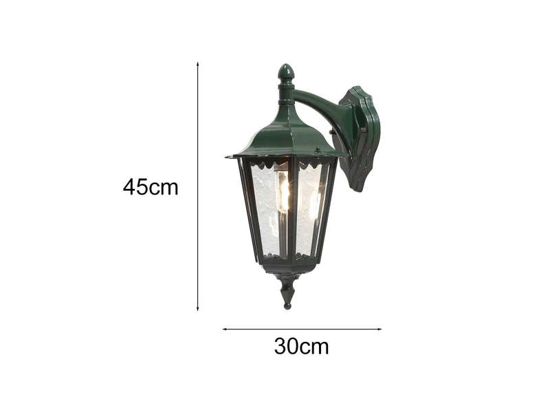 Große Außenwandleuchte Laterne hängend aus Aluminium Grün, Höhe 45cm