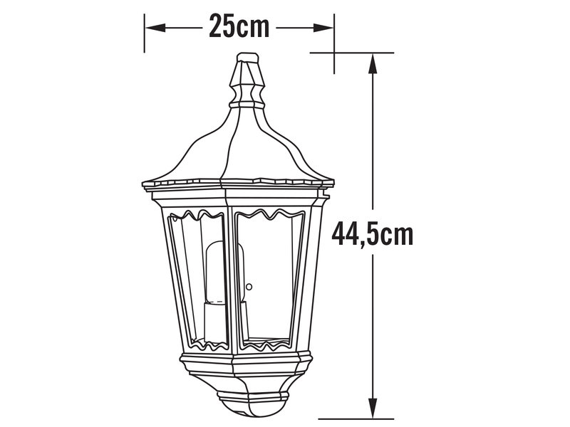 Außenwandleuchte Laternen Halbschale, E27, Aluminium Weiß, Höhe 44,5cm