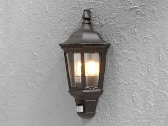 Außenwandleuchte mit Bewegungsmelder E27 Laternen Halbschale Schwarz Höhe 49,5cm