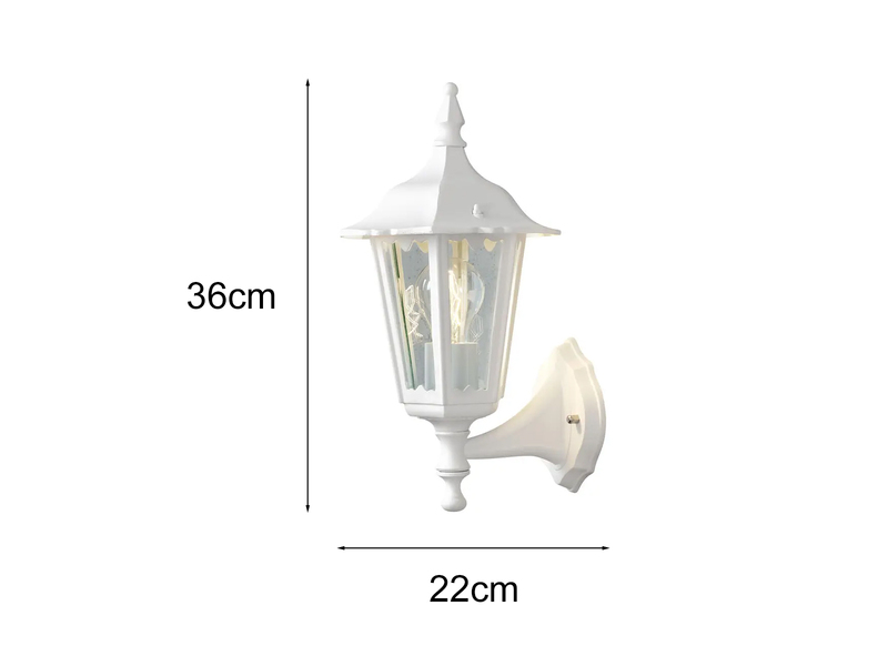 Außenwandleuchte antike Laterne stehend aus Aluminium Weiß, E27, Höhe 36cm