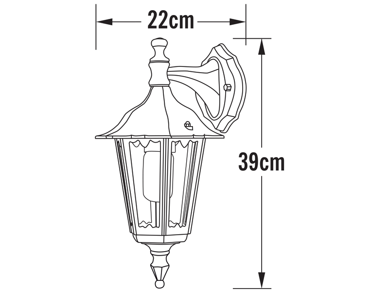 Außenwandleuchte antike Laterne hängend aus Aluminium Weiß, E27, Höhe 39cm