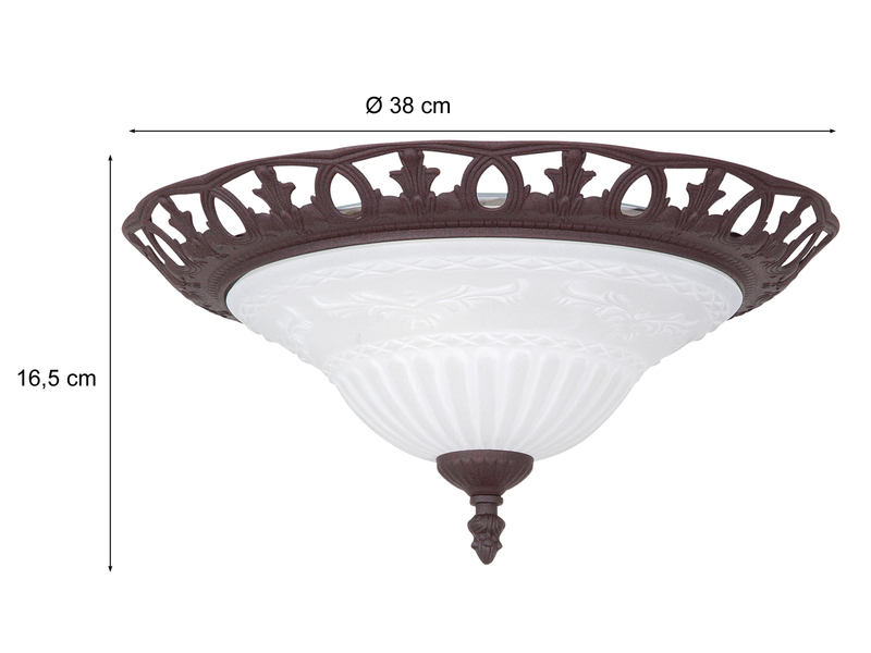 Deckenleuchte RUSTICA im Landhausstil Rostoptik mit Glasschirm Ø 38cm