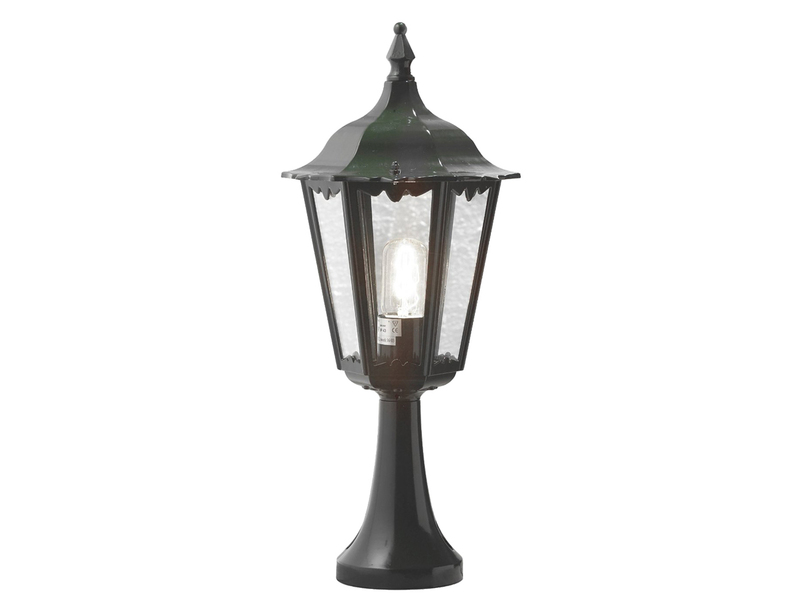 Sockelleuchte aus Aluminium Grün, antike E27 Gartenlaterne, Höhe 55cm