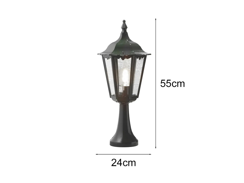 Sockelleuchte aus Aluminium Grün, antike E27 Gartenlaterne, Höhe 55cm