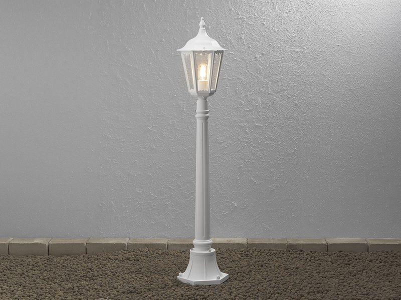 Wegeleuchte aus Aluminium Weiß, antike E27 Gartenlaterne, Höhe 120cm