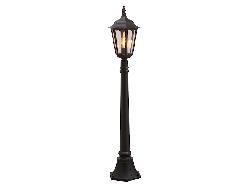 Wegeleuchte aus Aluminium Schwarz, antike E27 Gartenlaterne, Höhe 120cm